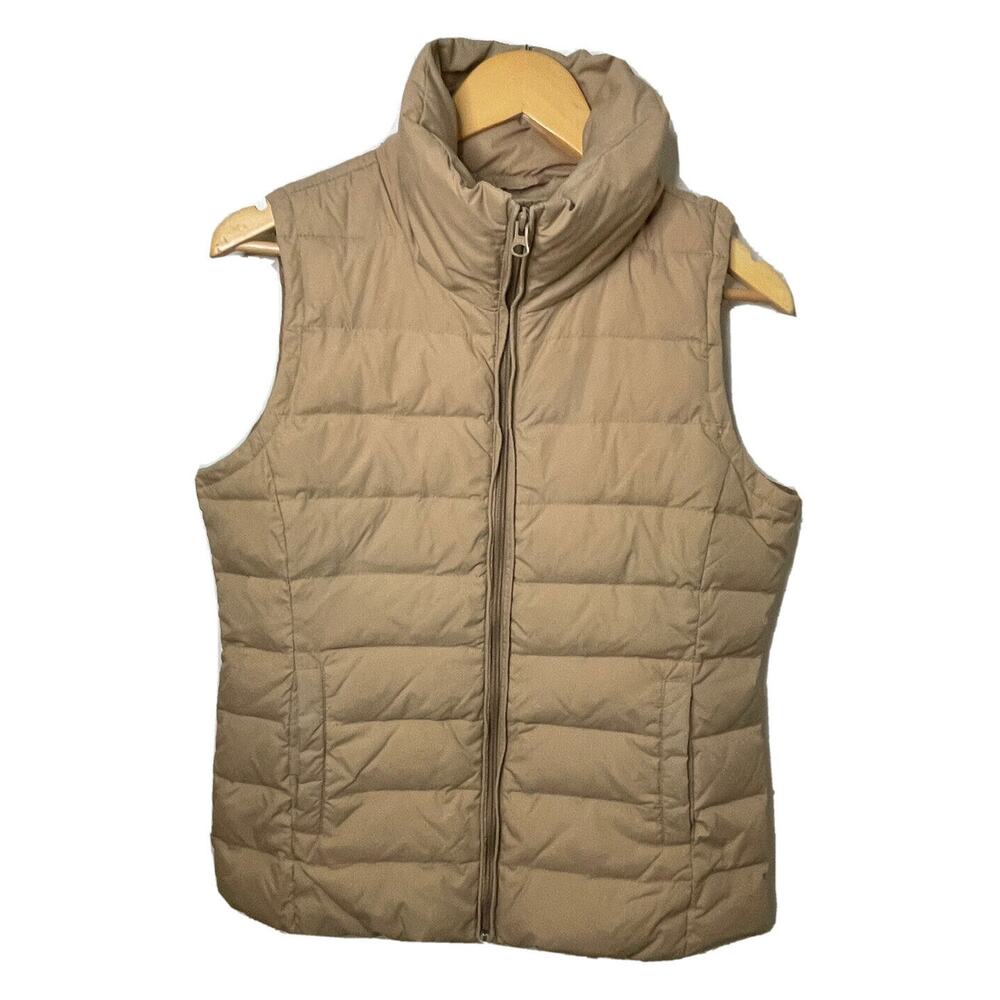 Joe Fresh Down Puffer Vest Tan Gorpcore Zip Fall Winter Women’s Size Med